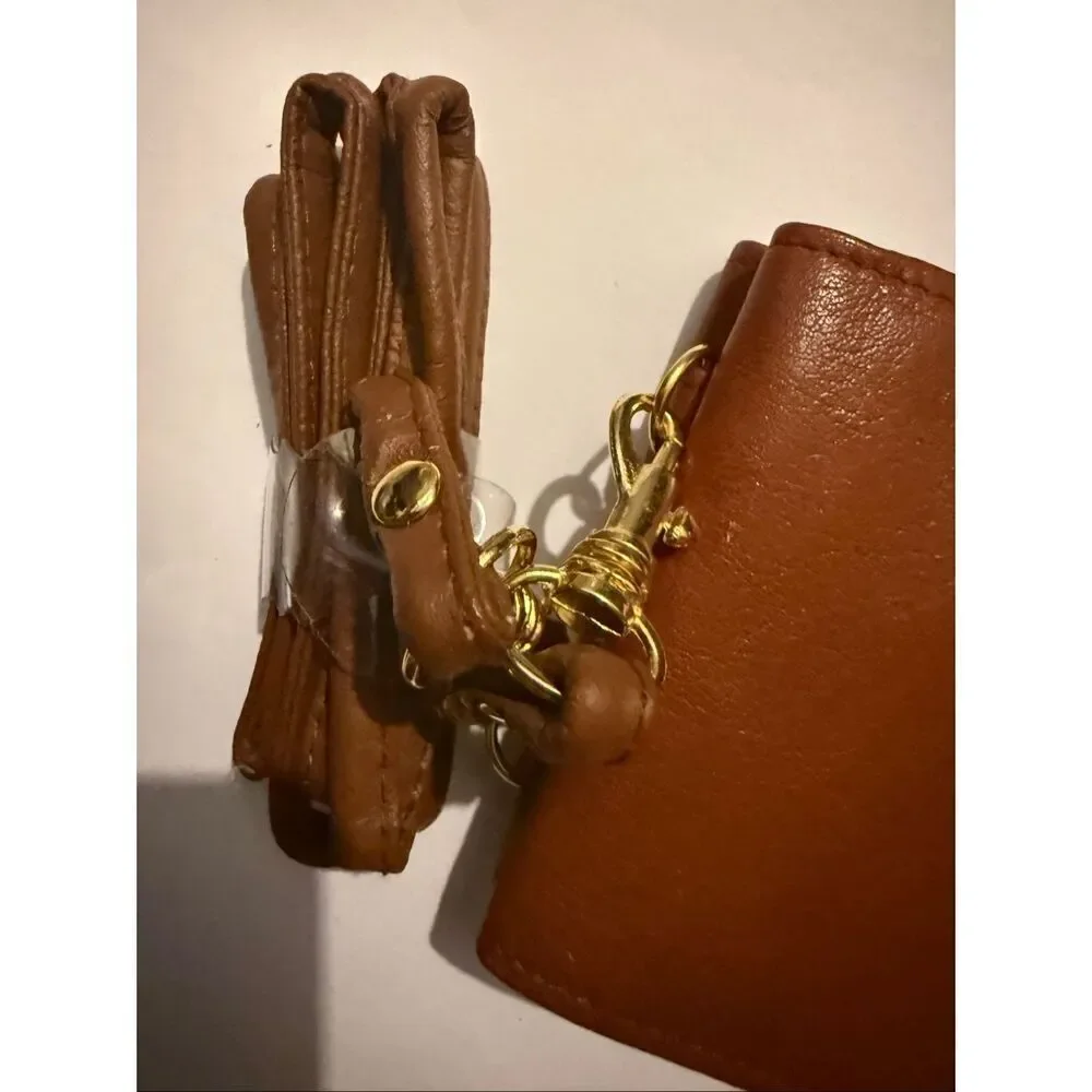 Jones New York Women's Leather Travel Purse Crossbody Wallet Bag Brown NWOT